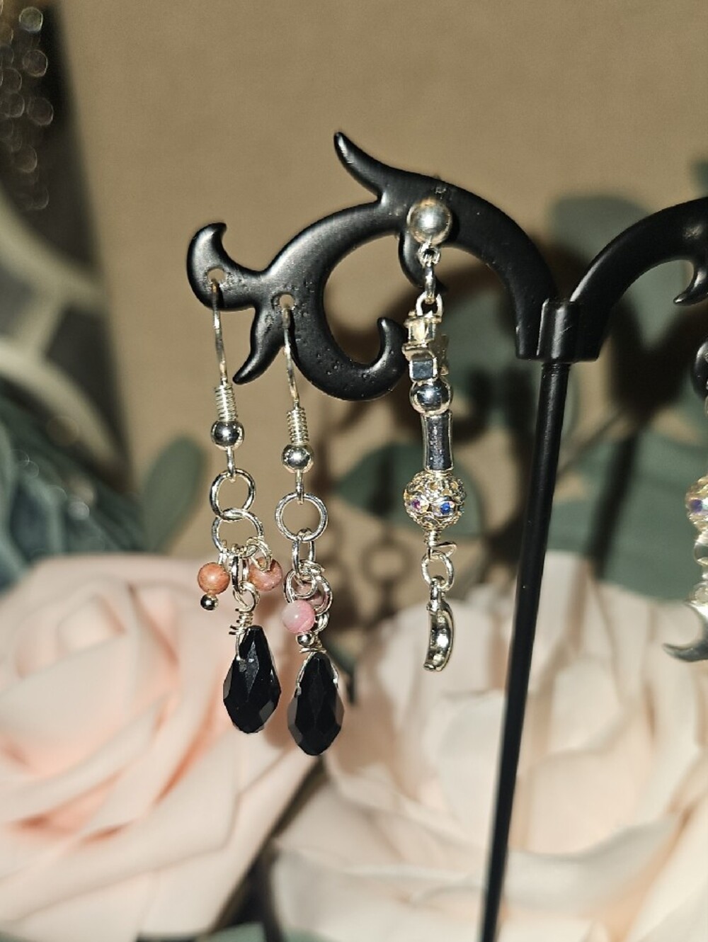 Silver .925 and Tourmaline,citrean And Moon- Stars 3Earrings Set (316A) - Picture 3 of 6